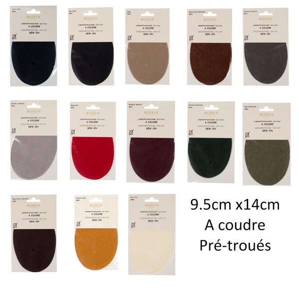 Imitation suede elbow and knee reinforcements to sew on 9.5 cm x 14 cm BOHIN Colors of your choice