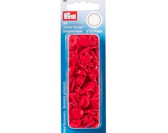 30 boutons pression Prym rond rouge Color snaps 393 138