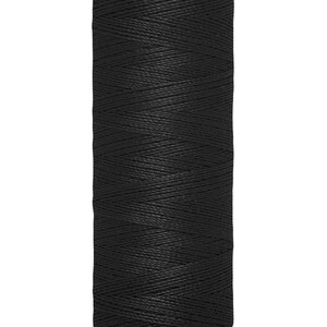 May include: A black Gütermann sewing thread spool. The label at the top reads 'Gütermann'. The base label indicates 100 m - 110 yds/vgs. The thread is tightly wound, creating a solid black cylinder.