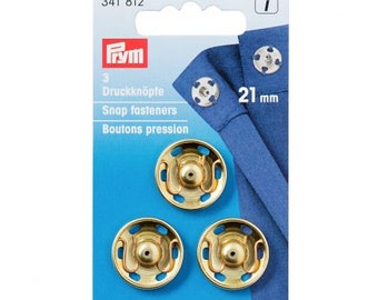 Boutons pression à coudre dorés 17 ou 21 mm - PRYM 341 811 / 341 812