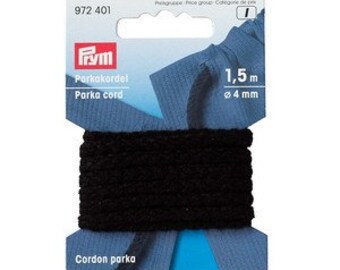 Parka cord, 4mm, black Blister pack of 1.5m Prym 972401