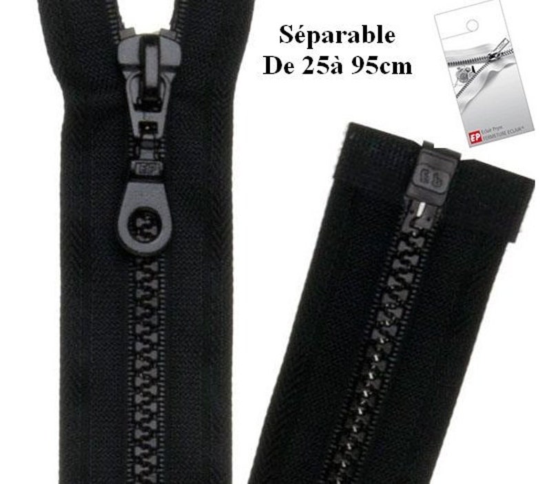 Fermeture éclair étanche Séparable #5 Noire 75 Cm - Pour Manteaux, Vestes, Vêtements De Pluie - 1 Pièce - 2