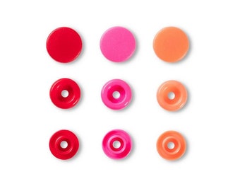 Boutons pression Prym Love Assortiment de rond rouge, orange, rose Prym 393 002