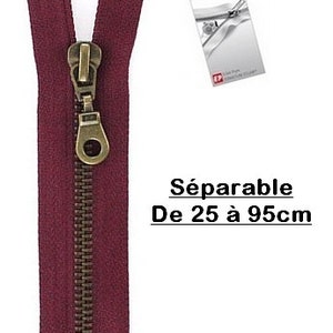 Fermeture Eclair métal bordeaux séparable pour blouson de la marque Eclair-Prestil Z19
