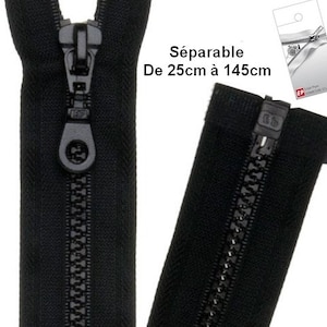 Fermeture éclair noire séparable pour blouson de la marque Eclair-Prestil Z54. image 1