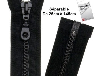 Fermeture éclair noire séparable pour blouson de la marque Eclair-Prestil Z54.