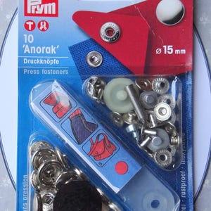 Silver metal snap fasteners 15 mm - Prym 390301