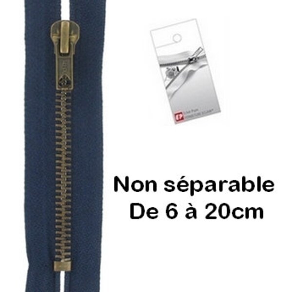 Fermeture Eclair métal bleu marine non séparable pour jean de la marque Eclair-Prestil Z14