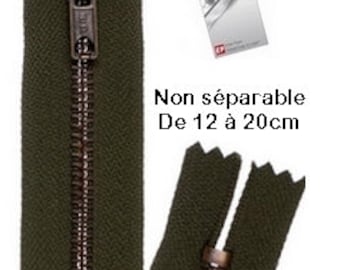 Fermeture Eclair métal kaki non séparable pour jean de la marque Eclair-Prestil Z14