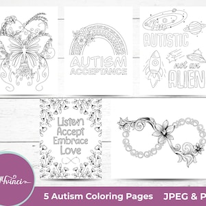 Autism Acceptance/Awareness Coloring Pages JPEG & PNG Personal Use image 1