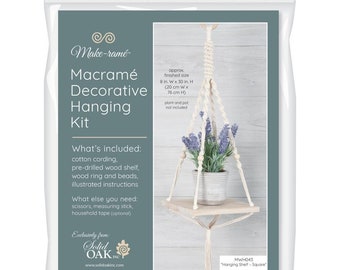 Solid Oak Macrame KIt - Hanging Shelf Square