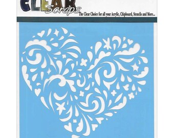 Clear Scraps Stencil 12 x 12 Swirl Heart