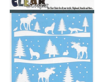 Clear Scraps Stencil- Rustic Forrest 6 x 6