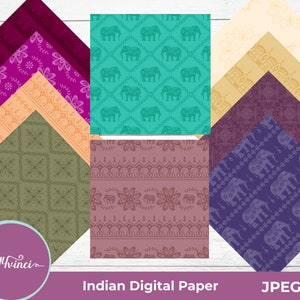 Seamless Indian Style Digital Paper Pack - 10 JPEG - Personal & Commercial Use