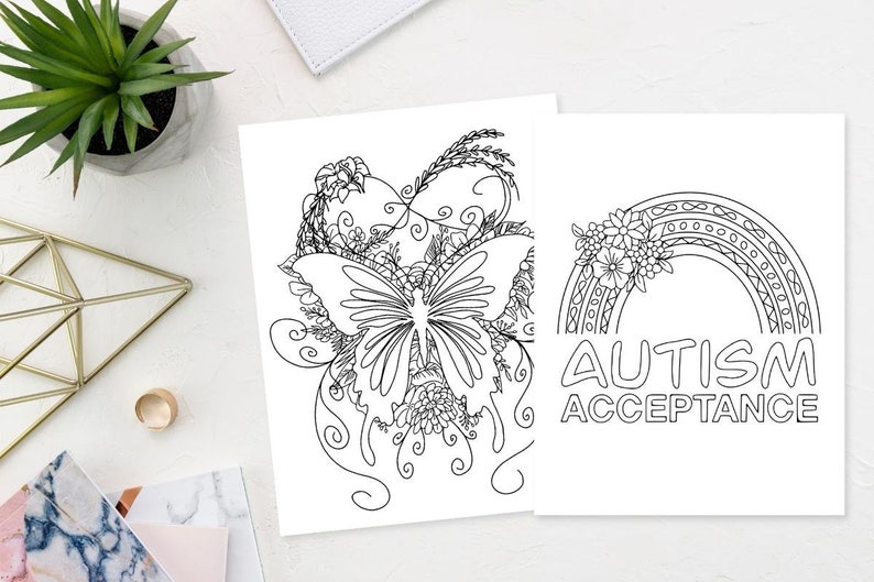 Autism Acceptance/Awareness Coloring Pages JPEG & PNG Personal Use image 2