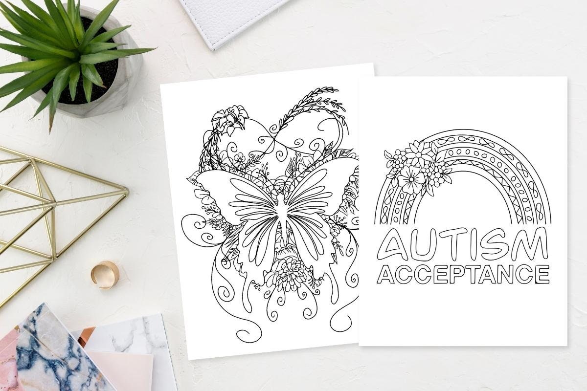 Autism Acceptance/awareness Coloring Pages JPEG & PNG Personal Use - Etsy