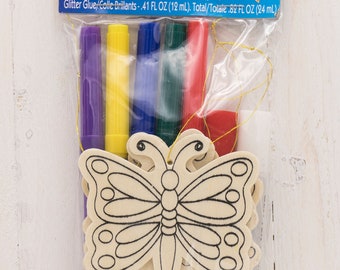 Craft Wood Cutout Ornament Kit Includes Markers & Glitter-Bugs