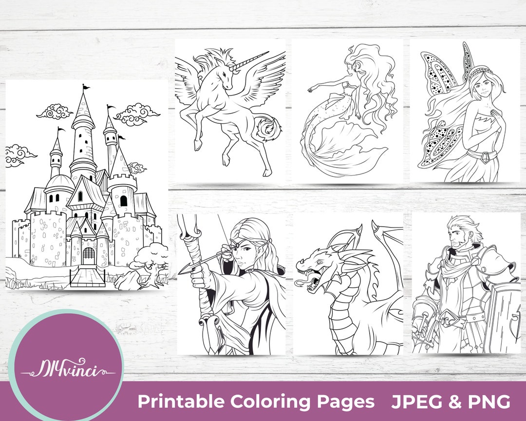 7 Printable Fantasy Coloring Pages - JPEG and PNG - Personal ...