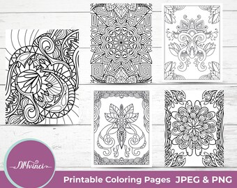 Printable Abstract Coloring Pages - 5 JPEG and PNG - Personal & Commercial Use