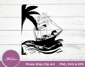 Pirate Ship Clip Art - PNG, SVG, EPS - Personal & Commercial Use