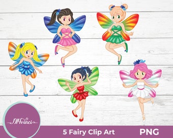 5 Fairy Clip Art - PNG - Personal & Commercial Use