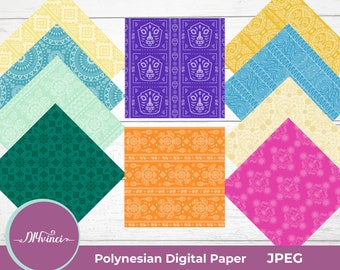 10 Seamless Polynesian Digital Paper Patterns - JPEG - Personal & Commercial Use