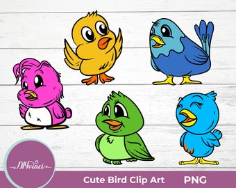 5 Cute Birds Clip Art - PNG - Personal & Commercial Use