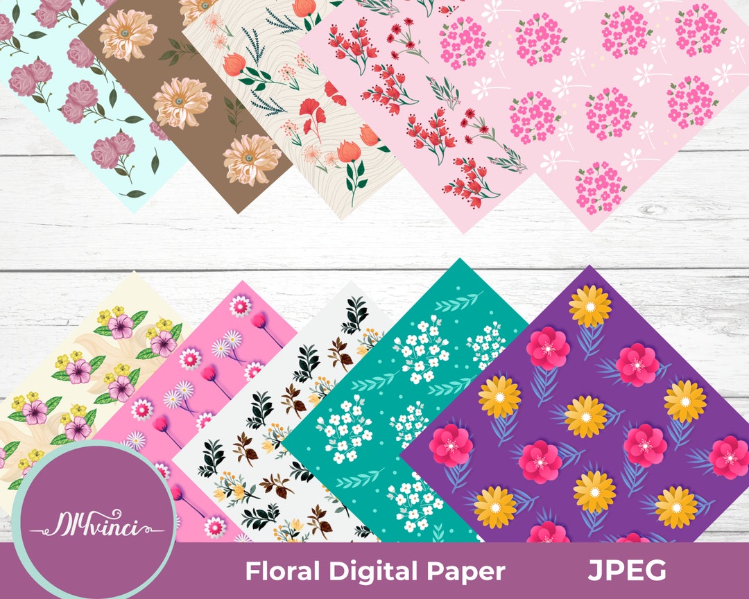 Seamless Floral Digital Paper Pack - 10 PNG - Personal & Commercial Use ...