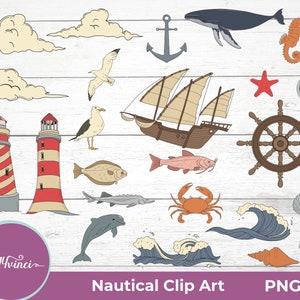 Nautical Clip Art - 24 PNG - Personal & Commercial Use