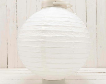 2 PC 8 IN Lighted White Paper Lanterns Battery OP