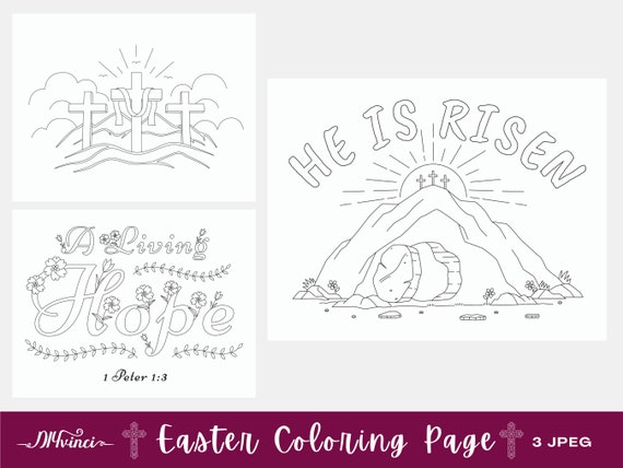3 Printable Easter Coloring Pages JPEG Personal & | Etsy Canada