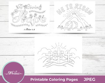 3 Printable Easter Coloring Pages - JPEG - Personal & Commercial Use