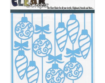 Clear Scraps Stencil 12 x 12 Swirl Christmas Bulbs