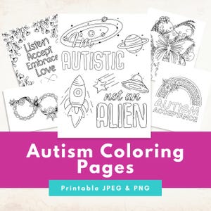 Autism Awareness Coloring Pages for Kids and Adults - Printable JPEG & PNG Digital Download - Personal Use