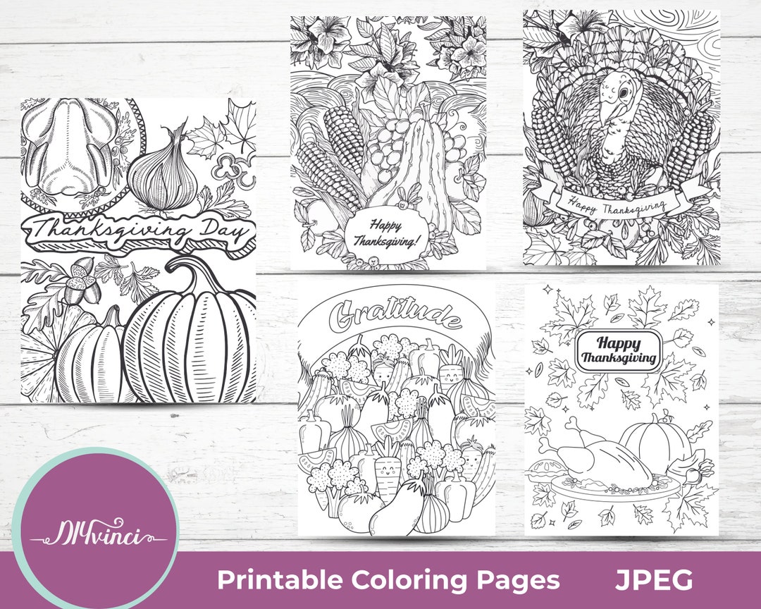Printable Thanksgiving Coloring Pages - 5 JPEG - Personal & Commercial ...