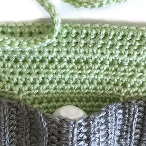 Crochet Egg Apron, Adult Size in Pastel Green, Yellow, and Blue image 3