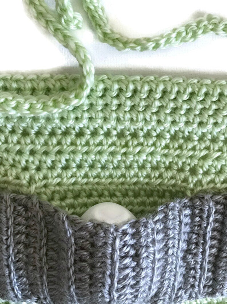 Crochet Egg Apron, Adult Size in Pastel Green, Yellow, and Blue image 3