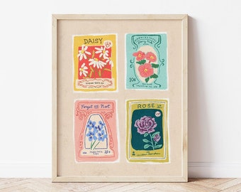 Gardening Wall Art, Vintage Botanical Decor, Gardener Gift, Seed Packet Hand Painted Art Print, Kitchen Art, Vintage Seed Packet Painting