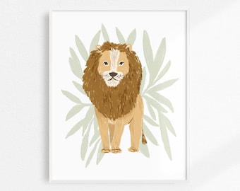 Lion Art Print, Jungle Nursery Decor, Lion Artwork, Safari Lion Decor, Jungle Lion Print, Lion Nursery Art, Lion Nursery Print, Jungle Decor