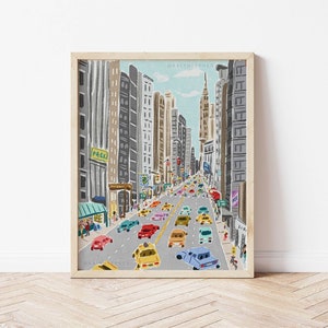 NYC Art, New York City Artwork, NYC Traffic Art, New York Art Print, City Art, NYC Home Decor, Gallery Wall Art, New York City Illustration