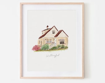 Custom Home Illustration, Personalized House Drawing, New Home Gift, Realtor Gift, Custom Home Portrait, Unique Home Gift, Housewarming Gift