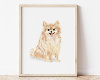 Pomeranian Portrait, Pomeranian Dog Artwork, Pet Portrait, Pomeranian Wall Art, Dog Wall Decor, Puppy Art Print, Pomeranian Painting