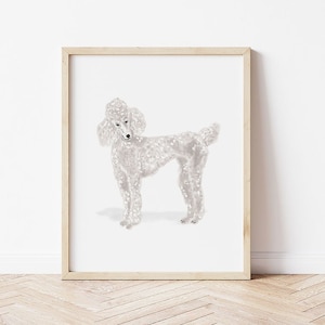Gray Poodle Art Print, Standard Poodle Illustration, Pet Portrait, Poodle Wall Art, Dog Wall Decor, Poodle Artwork, Grey Poodle Painting