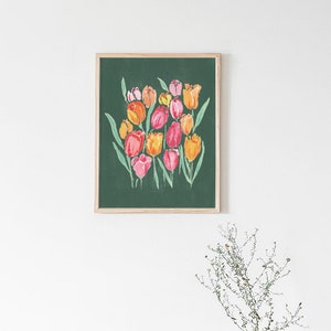 Tulips Painting, Floral Bedroom Wall Decor, Tulips Flower Art Print ...