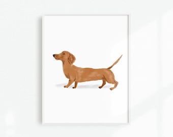 Dachshund Wall Art, Dog Pet Portrait, Dachshund Artwork, Dog Art Print, Dog Decor, Puppy Art Print, Dog Lover Gift, Dachshund Mom Gift