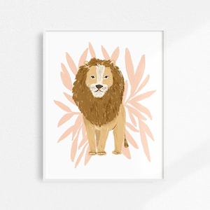 Lion Artwork, Lion Nursery Decor, Baby Girl Nursery Art, Cute Lion Art Print, Safari-themed Nursery, Girls Room Print, Jungle-themed Decor