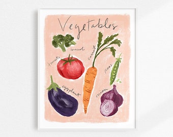 Kitchen Art Print, Vegetable Art Print, Vegetable Print, Food Art, Dining Decor, Veggie Art, Kitchen Print, Veggie Print, Dining Room Art
