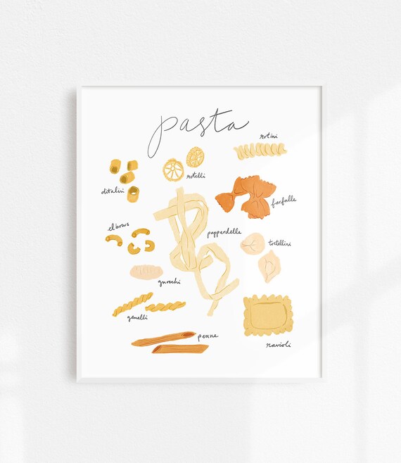 Pasta Art Print Kitchen Wall Decor Pasta Artwork Food | Etsy