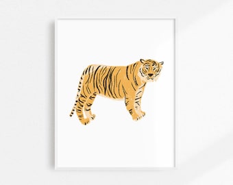 Tiger Art Print, Tiger Art, Tiger Artwork, Tiger Print, Nursery Art Print, Tiger Decor, Quirky Art Print, Tiger Nursery Print, Boys Room