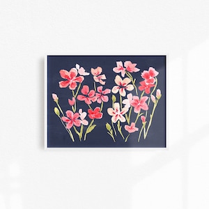 Watercolor Geranium Print, Pink Geraniums Art Print, Floral Bedroom Wall Decor, Watercolor Flower Decor, Unique Botanical Living Room Art